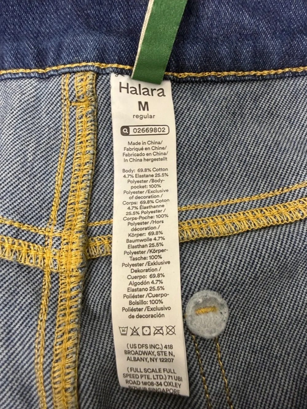 HALARA Medium Blue Denim Jeans with Yellow Stitching - Picture 4 of 5